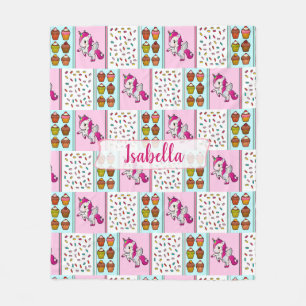 Couverture Polaire Personnalisez Unicorn, Cupcakes et Sprinkings mign
