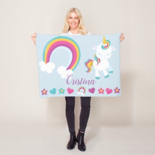 Couverture Polaire Personnalisez votre propre licorne colorée et arc-
