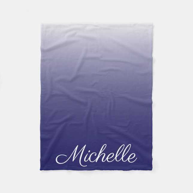 Couverture Polaire Personnalized gradient ombre navy blue (Devant)