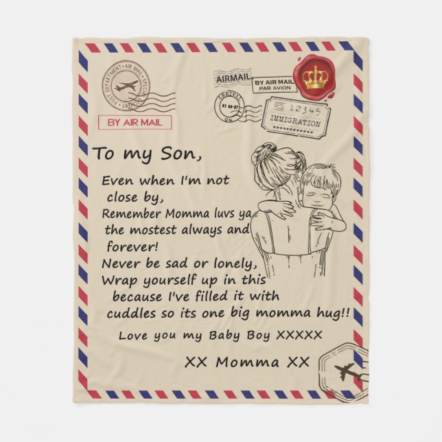 Couverture Polaire Personnalized to My Son, Letter From Mama Blanket (Devant)