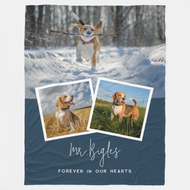 Couverture Polaire Pet Dog Memorial Custom 3 Photo Collage (Devant)