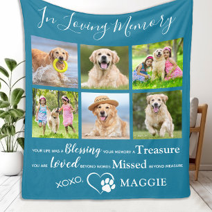 Couverture Polaire Pet Memorial Dog Souvenir Poème Photo Collage