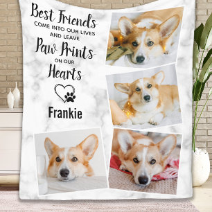 Couverture Polaire Pet Memorial Empreintes de pattes Heart Photo Coll