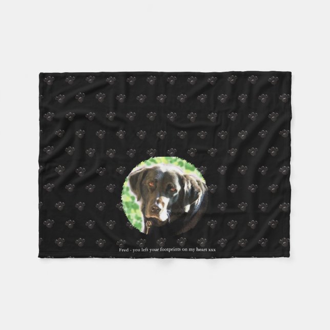 Couverture Polaire Pet memorial Fleece Ajouter 1 Photo et texte Empre (Devant (Horizontal))