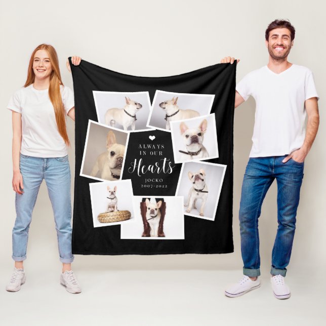 Couverture Polaire Pet Memorial Personnalisé Multiphoto Collage (En situation)