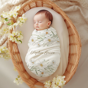 Couverture Polaire Pétales de Daisy Douces Fleur Nouveau Bébé Bain de