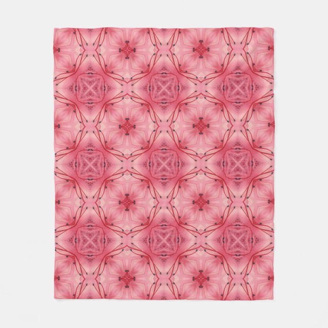 Couverture Polaire Pétales de fleurs abstraites en rose corail doux  (Devant)