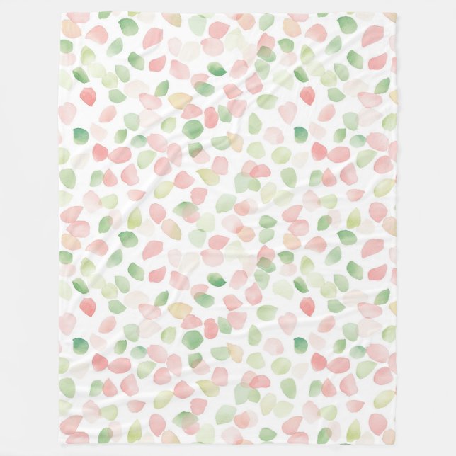 Couverture Polaire Pétales de fleurs rose saumon clair de menthe joli (Devant)