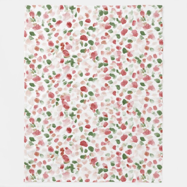 Couverture Polaire Pétales de fleurs rouges et verts (Devant)