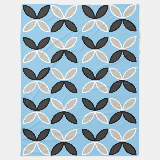 Couverture Polaire Pétales de papillon noir gris et blanc motif (Devant)