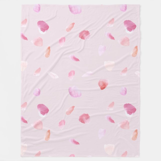 Couverture Polaire Pétales de rose rose pêche romantiques  (Devant)
