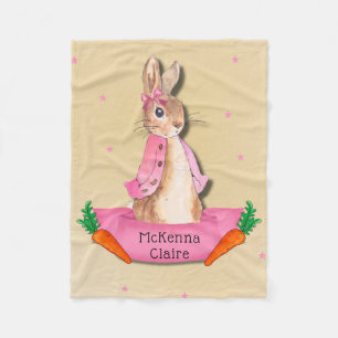 Couverture Polaire Peter Rabbit Flopsy Rose fille personnalisée