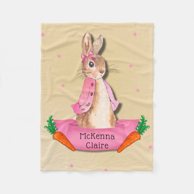 Couverture Polaire Peter Rabbit Flopsy Rose fille personnalisée (Devant)
