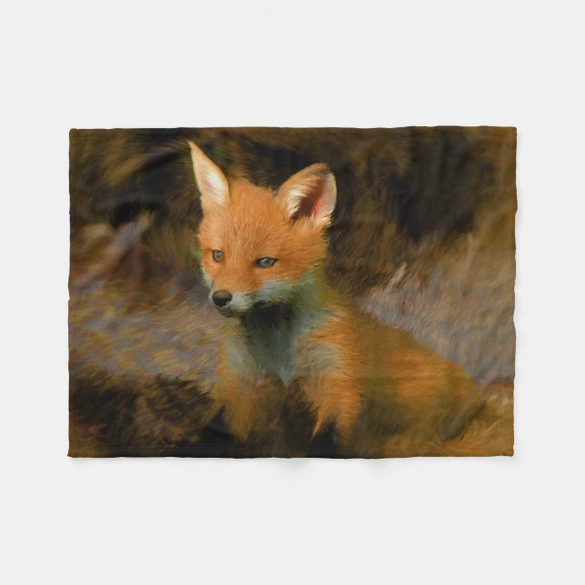 Couverture Polaire Petit bébé Fox Cub Portrait (Devant (Horizontal))