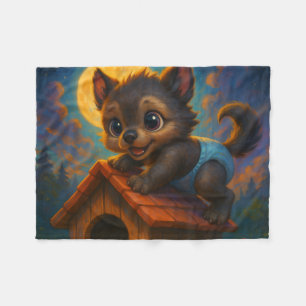 Couverture Polaire Petit Bébé Werewolf sur Dog House Imaginaire Art