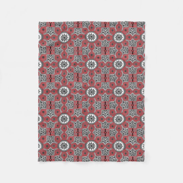 Couverture Polaire Petit boho avec médaillons rouges (Devant)