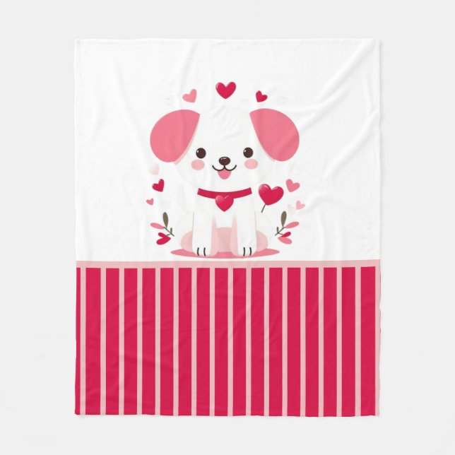Couverture Polaire Petit chiot de la Saint-Valentin (Devant)