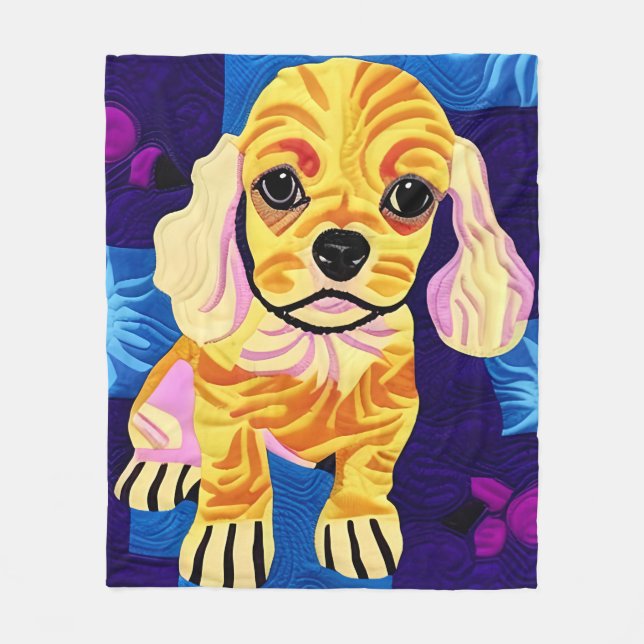 Couverture Polaire Petit Cocker Spaniel Puppy Quilt Comme Design (Devant)