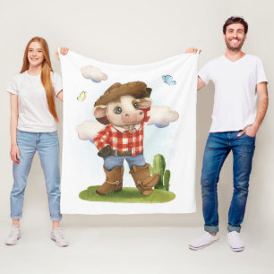 Couverture Polaire Petit cow-boy mignon taureau