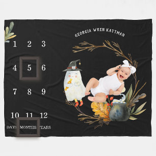Couverture Polaire Petit Fantôme Halloween Baby Milestone Blanket