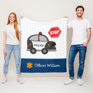 Couverture Polaire Petit Garçon policier et voiture