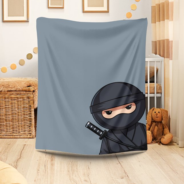 Couverture Polaire Petit guerrier de Ninja sur Grey (Créateur téléchargé)