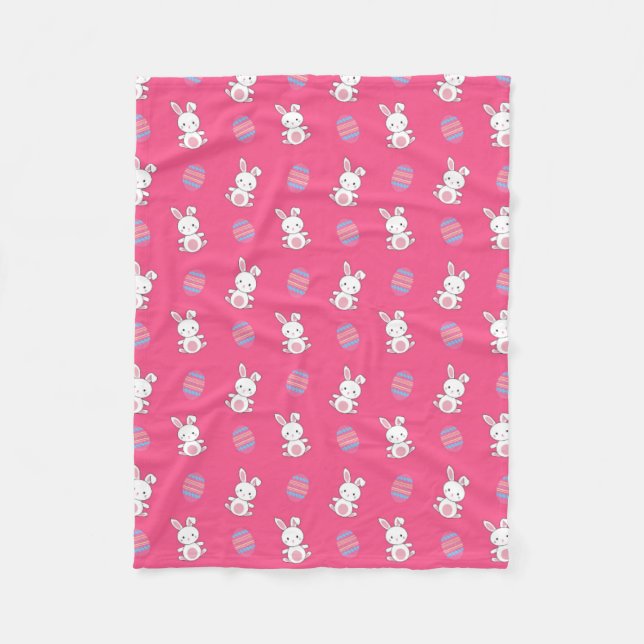 Couverture Polaire Petit lapin rose pâle motif pâle (Devant)