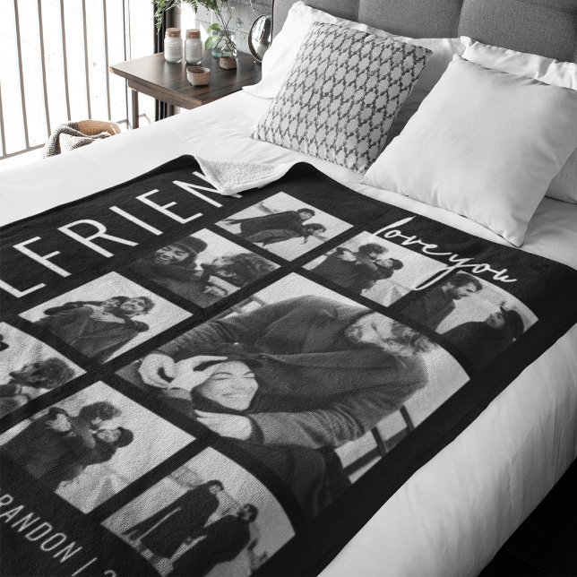 Couverture Polaire Petite amie | Je t'aime | Collage de photos (Créateur téléchargé)