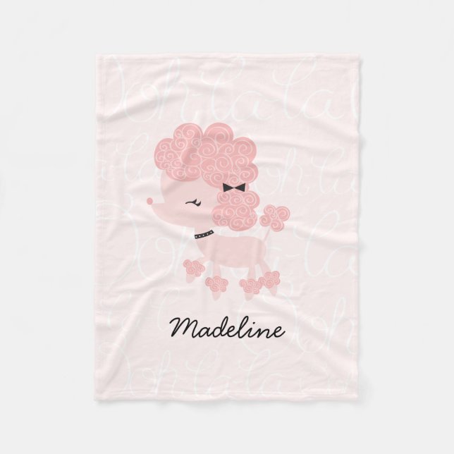 Couverture Polaire Petite caniche rose (Devant)