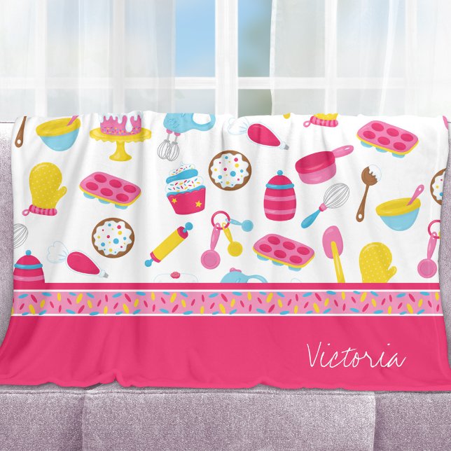 Couverture Polaire Petite fille Baker Cuisine rose Motif Chef enfant (Créateur téléchargé)