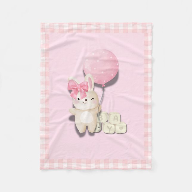 Couverture Polaire Petite fille Bunny Nursery Imprimer - Animaux rose (Devant)