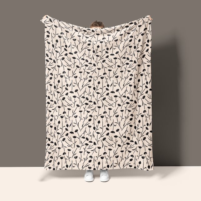 Couverture Polaire Petite Fleur Foncé Brun & Crème (Créateur téléchargé)
