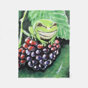 Couverture Polaire Petite grenouille d'arbre sur une peinture de Blac