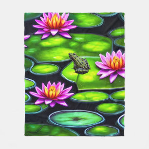 Couverture Polaire Petite grenouille sur Lily Pad