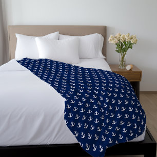 Couverture Polaire Petite Motif Ancres bleu et blanc