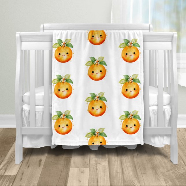 Couverture Polaire Petite Orange Mignonne Citron (Adorable little cutie tangerine orange sweet face baby blanket. )