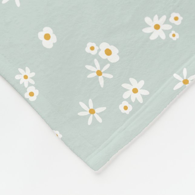 Couverture Polaire Petites fleurs blanches sur le bleu - motif sans s (Coin)