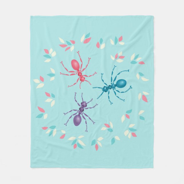 Couverture Polaire Petites Fourmis Dans Les Tons Pastel Vector Art (Devant)