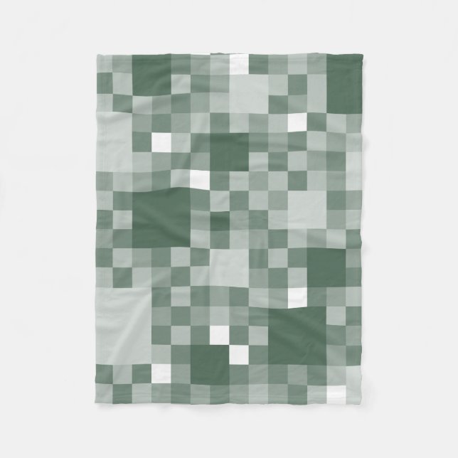 Couverture Polaire Petits Carrés numériques Pixellisés Vert (Devant)