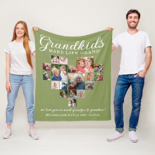 Couverture Polaire Petits-enfants font la vie Grand 18 Photo Heart Co
