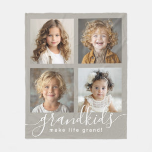 Couverture Polaire Petits-enfants font la vie Grand 4 Photo Collage
