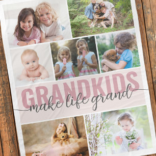 Couverture Polaire Petits-enfants font la vie Grand 7 Photo Collage