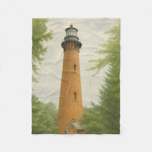 Couverture Polaire Phare de Currituck Beach Aquarelle (Devant)