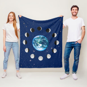 Couverture Polaire Phases Terre et Lune, sur un Arrière - plan des ét