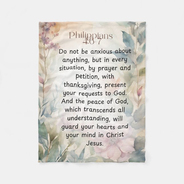 Couverture Polaire Philippiens 4:6-7 Bible chrétienne Verse Aquarelle (Devant)