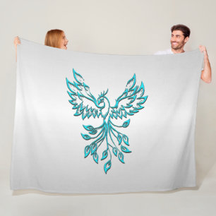Couverture Polaire Phoenix bleu turquoise se lève sur l'argent