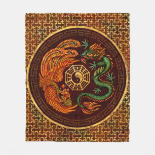 Couverture Polaire Phoenix et Dragon avec bagua #1