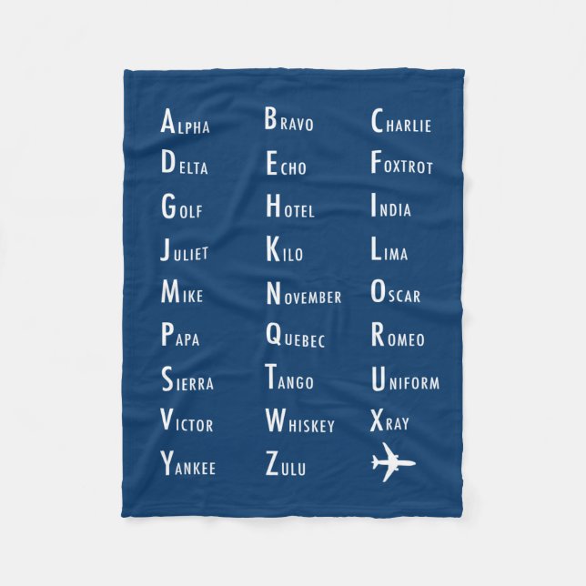 Couverture Polaire Phonetic Alphabet Aviation Fleece Blanche (Devant)