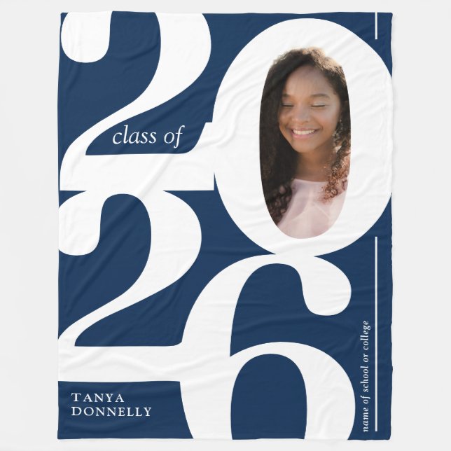 Couverture Polaire Photo bleue 2025 Graduation (Devant)