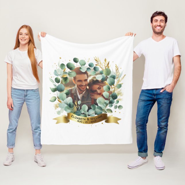 Couverture Polaire PHOTO Cadeau Mariage Nouveaux mariés Anniversaire  (En situation)